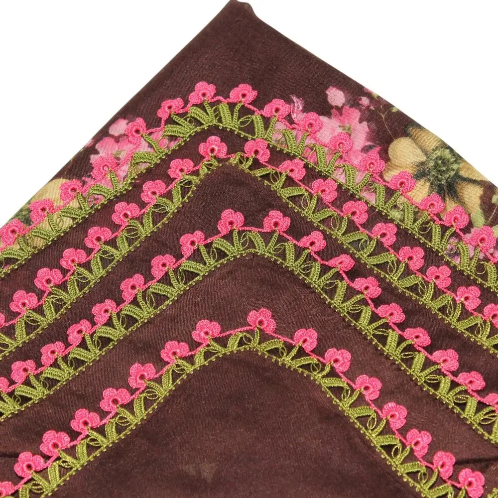 Tulbent Scarf Handmade Crochet Detailing NWOT